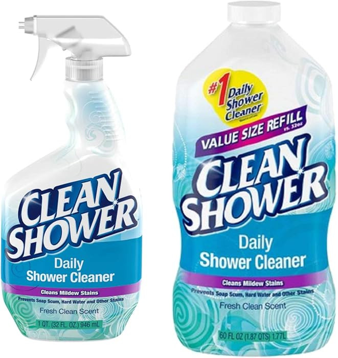 Clean Shower, Daily Shower Cleaner - No Scrub Bundle Pack [32oz. Spray Bottle & 60oz. Refill Bott... | Amazon (US)
