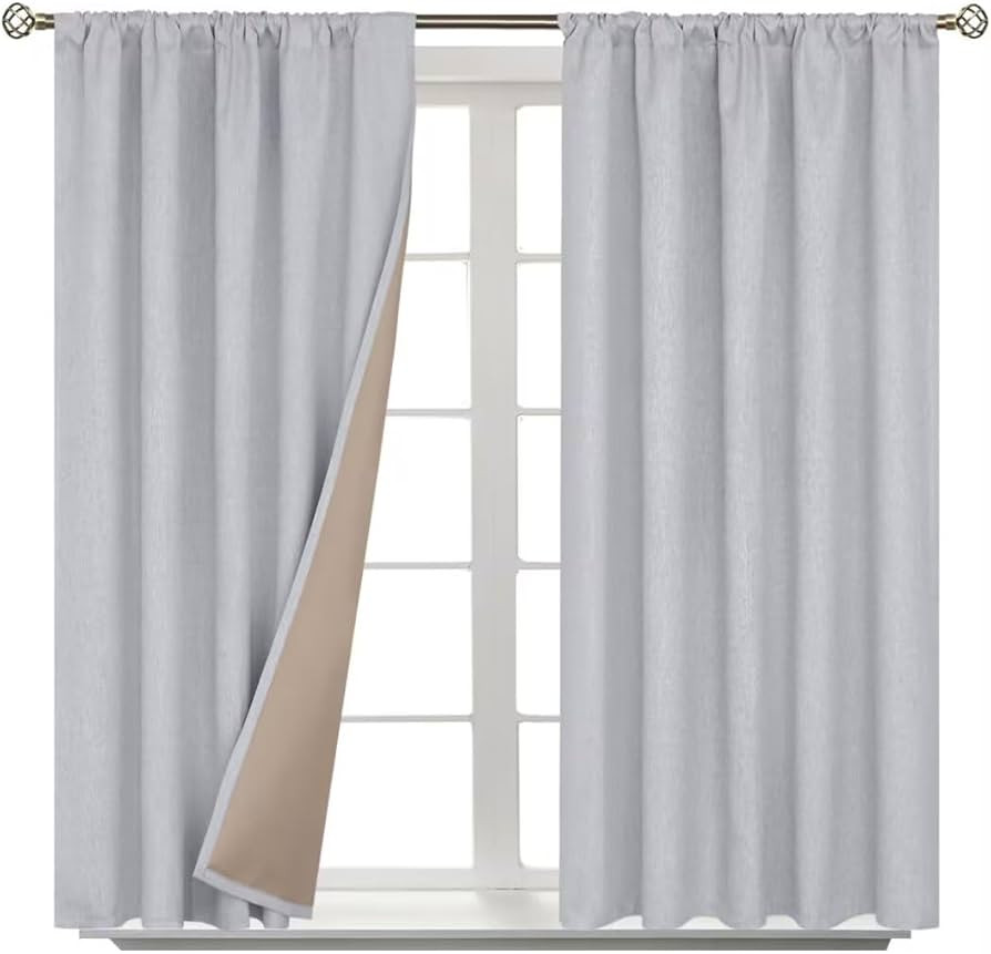 BGment Grey Blackout Curtains 45 Inch Length for Bedroom, 2 Panels Set Room Darkening Curtains Li... | Amazon (US)