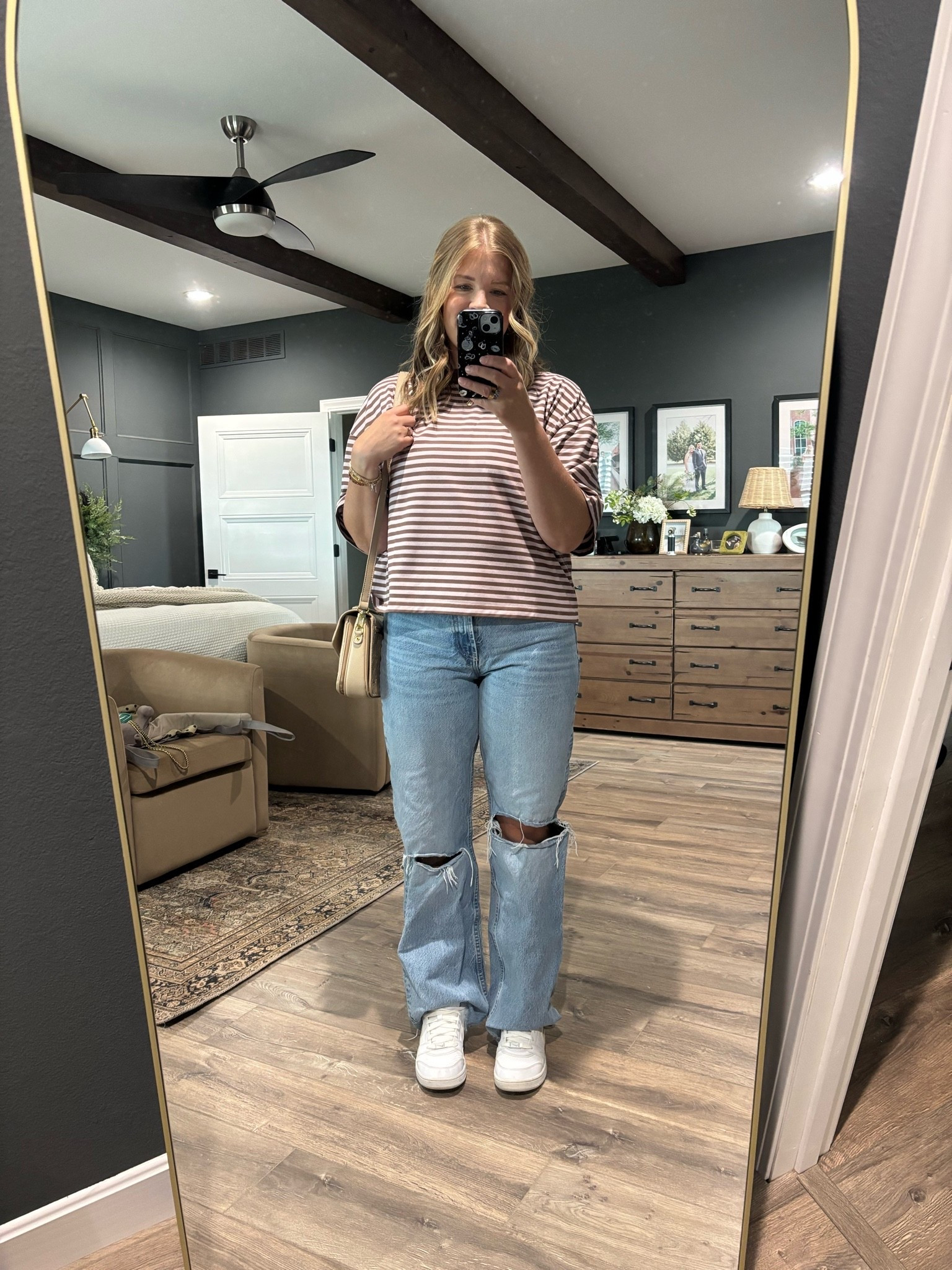 Running errands and representing all flavors of neopolitan ice cream. 

Direct link: https://bronzesnake.com/products/bloom-short-sleeve-chocolate-blush-stripe?_pos=2&_psq=Womens+short+sleeve+stripe+sh&_ss=e&_v=1.0

#LTKootd #LTKgrwm #LTKU