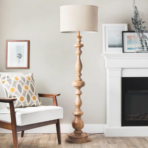 The Gray Barn Latte Grande Brown Milk-washed Wood and Linen Shade Floor Lamp | Bed Bath & Beyond