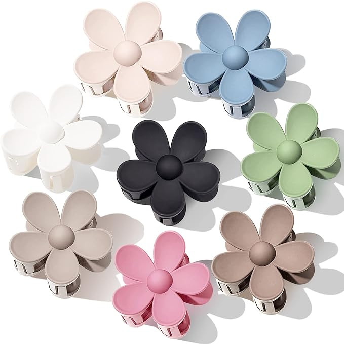 Flower Hair Clips 8PCS Hair Claw Clips Cute Hair Clips for Women Thick Hair, Daisy Clips Matte La... | Amazon (US)