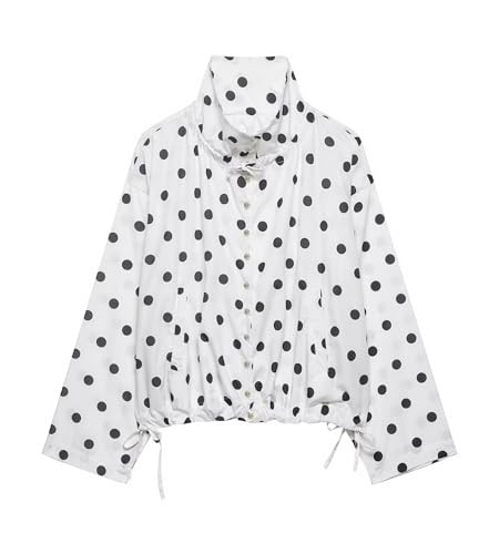 Colorful world Womens Polka Dot Jacket Drawstring Hem Button Front Cropped Lightweight Jacket Rel... | Amazon (US)