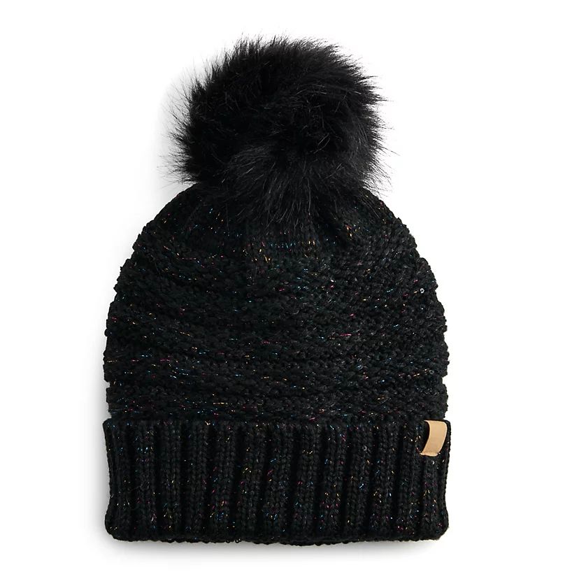 Women's Sonoma Goods For Life® Lurex Sequin Knit Beanie with Pom | Kohl's