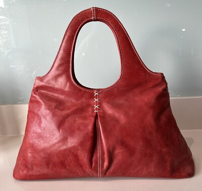 TULA Genuine Leather Clutch/ Handbag Red/dark Orange Pre-loved 32cm X 19cm X 9cm  | eBay | eBay UK