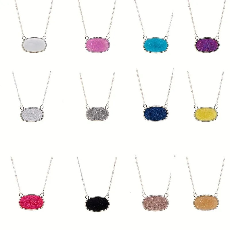 Vintage 12 Color Oval Cut Faux Gemstone Elegant Clavicle Chain Necklace - Jewelry & Accessories -... | Temu Affiliate Program