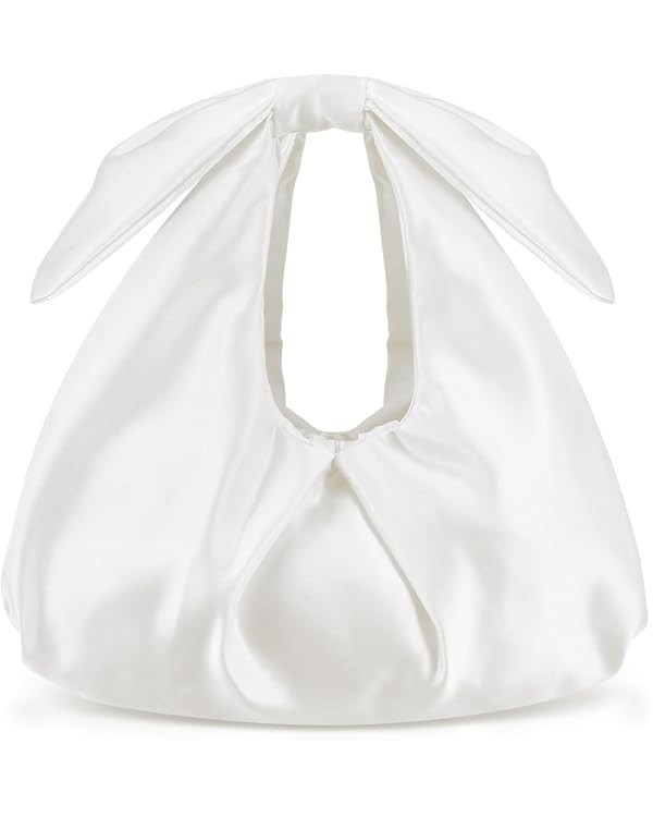 Clutch Purse for Women Bow Evening Bag Ruched Satin Handbag Top Handle Purse for Wedding Bachelor... | Amazon (US)