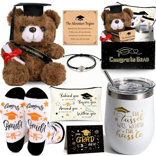 U-Zomir Graduation Gifts for Her, College & High School Graduation Gifts for Women with Plush Bear Bracelet Socks Greeting Card and Tumbler, Class of 2026 Graduates Gifts Box Set | Amazon (US)