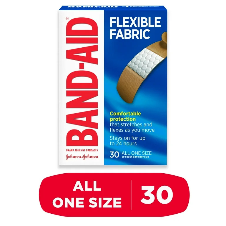 Band-Aid Brand Flexible Fabric Adhesive Bandages, All One Size, 30 Count | Walmart (US)