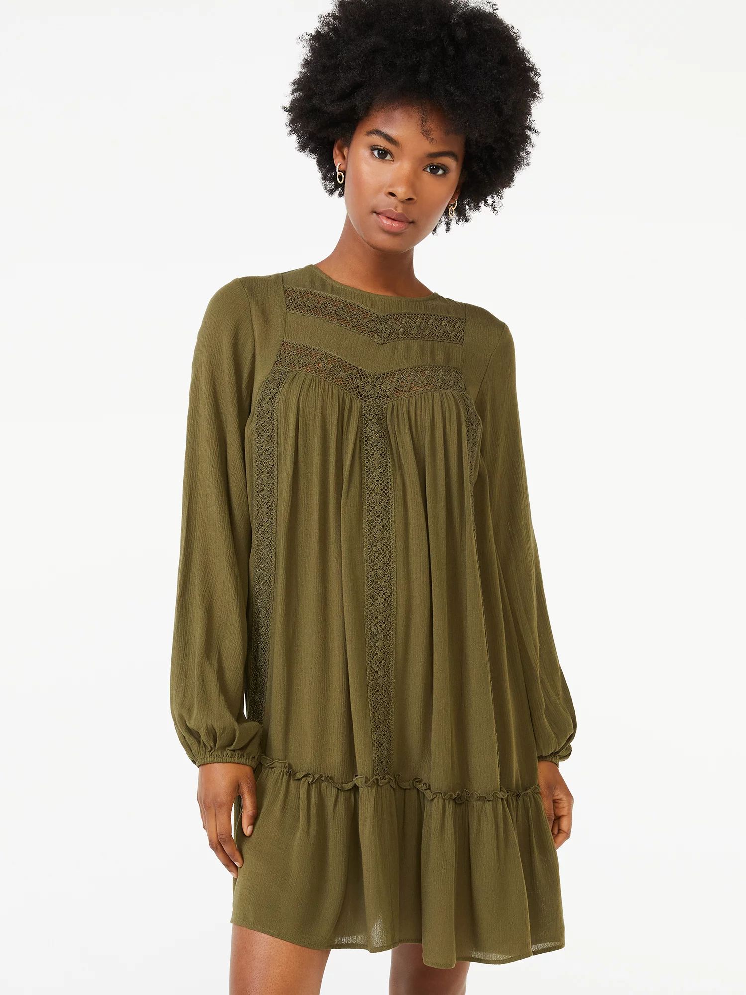 Scoop Women's Blouson Sleeve Dress - Walmart.com | Walmart (US)