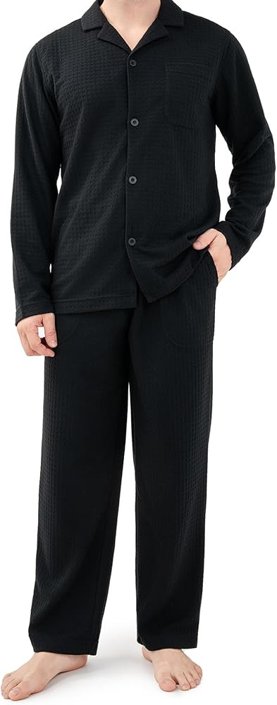 DAVID ARCHY Soft Cotton Mens Pajamas Set
        Mens Pajamas Set, Notched Collar, Long Sleeve, w... | Amazon (US)