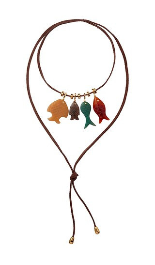 Eliou Fish Charm Wrap Necklace in Brown,Red. | Revolve Clothing (Global)