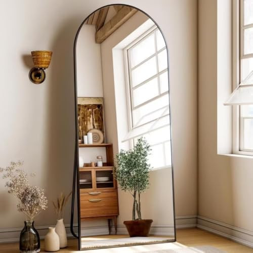 DESIGNSCAPE3D Arched Full Length Mirror 71" x 26", Black Metal Frame, Freestanding Full Body Floor, Leaning or Wall Mounted, Large Standing Dressing for Bedroom, Living Room, Entryway | Amazon (US)