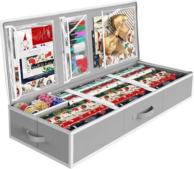 Simple Houseware 41.5" Wrapping Paper Storage Organizer - Fits 40 Rolls with Adjustable Straps, I... | Amazon (US)