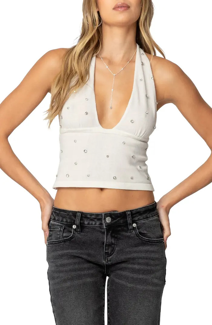 Embellished Crop Halter Top | Nordstrom