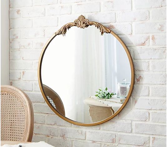 Home Reflections 27" Vintage Style Round Mirror | QVC