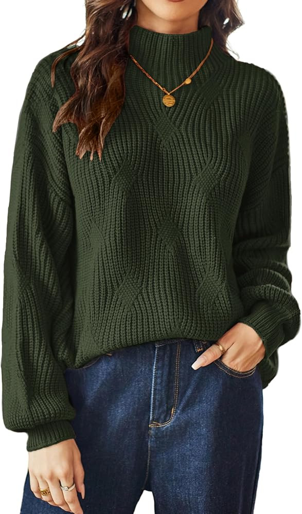 GRACE KARIN Women's Winter Oversized Sweaters Long Sleeve Mock Neck Comfy Loose Knitted Pullover ... | Amazon (US)