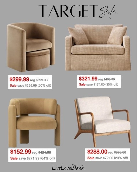 Target sale
Accent chairs 


#LTKHome #LTKSaleAlert #LTKOver40