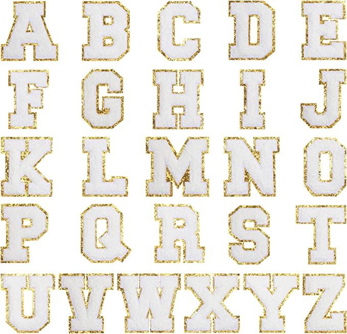 26 Pieces A-Z Chenille Letter Patches 3.1inches Iron On Letters Patches Preppy Patches Varsity Al... | Amazon (US)