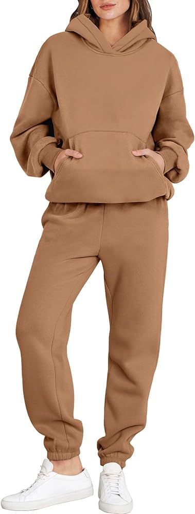 ANRABESS Womens 2 Piece Outfits Lounge Hoodie Oversized Sweatshirt Jogger Sweatpants Y2K Tracksui... | Amazon (US)