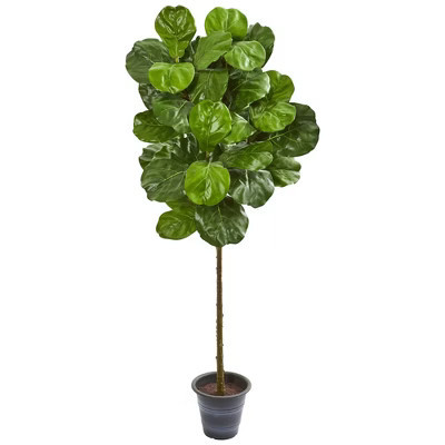 Nearly Natural 5-ft Fiddle Leaf Artificial Tree with Decorative Planter | Target