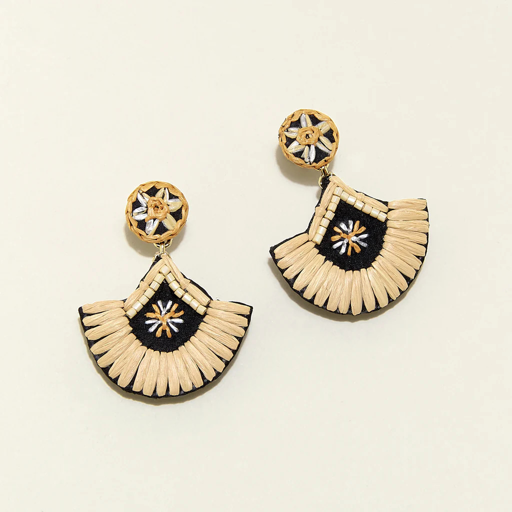 Reid Raffia Earrings Black | Mignonne Gavigan