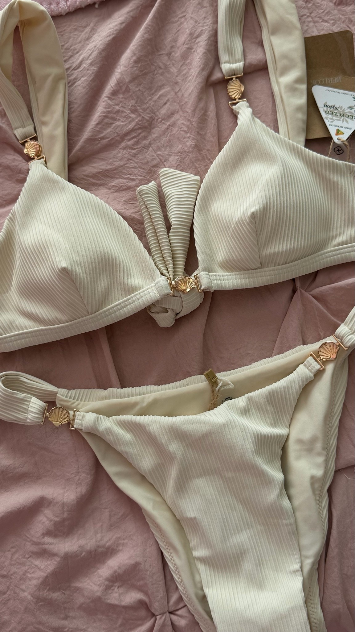 White bikini with gold accent. Bachelorette bikini. Bridal bikini. Size small!

#LTKootd #LTKWedding #LTKSwim