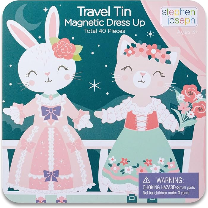 Stephen Joseph, Travel Tin Magnetic Dress Up,Bunny and Cat Small, 40 unique pieces | Amazon (US)