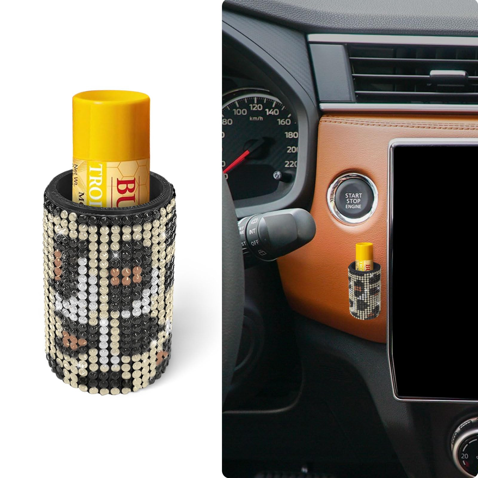 1 Pack Upright Car Chapstick Holder, Bling Insulating Lip Balm Holder,Rhinestone Car Accessories ... | Amazon (US)