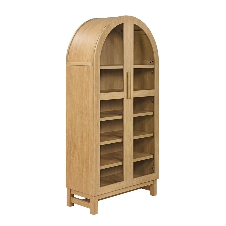 Better Homes & Gardens Juliet Rounded Solid Wood Frame Arc Cabinet, Light Honey Finish | Walmart (US)