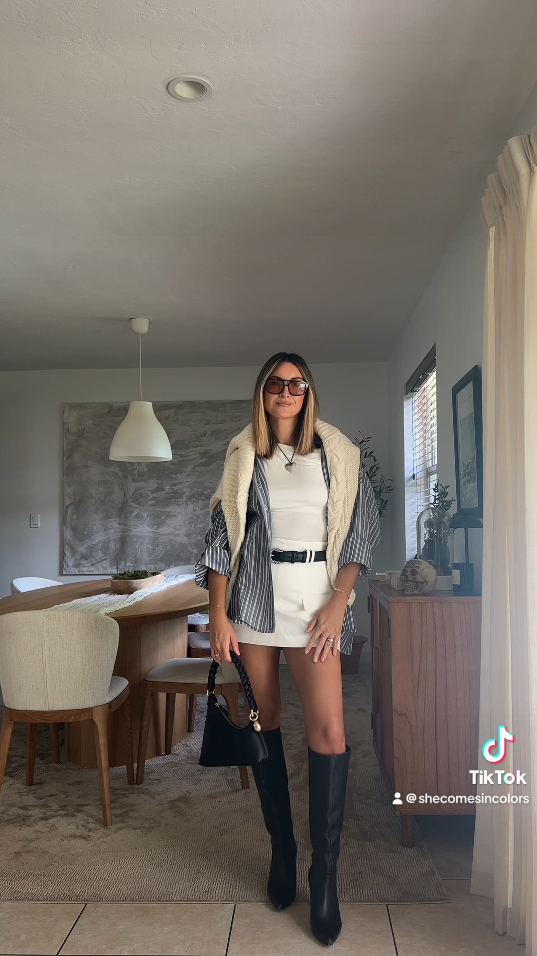 Love a good skort 🤍 #whiteskirt #fallstyle #fallfashion #dissh #falllayers 

#LTKOver40