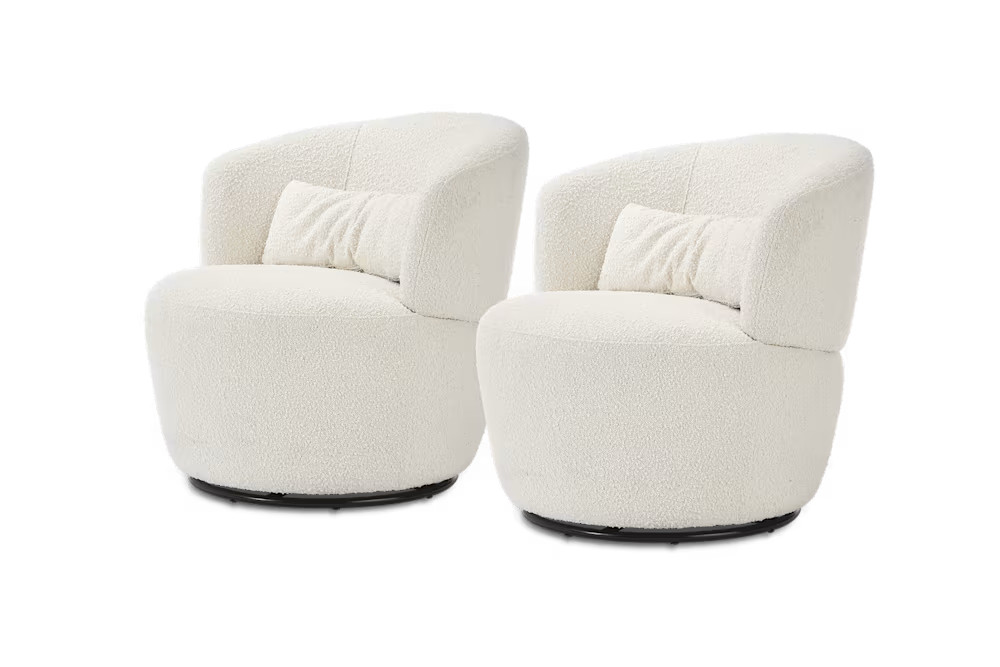 Amber Bouclé Swivel Chair, Snow | Castlery US | Castlery US