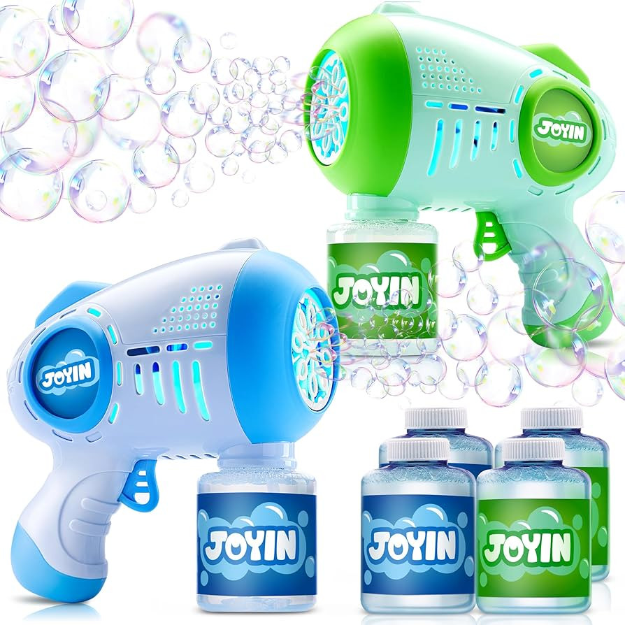 JOYIN 2 Kids Bubble Guns with 4 Bottles Solution, Automatic Bubble Machine Gun with 8 Holes for K... | Amazon (US)