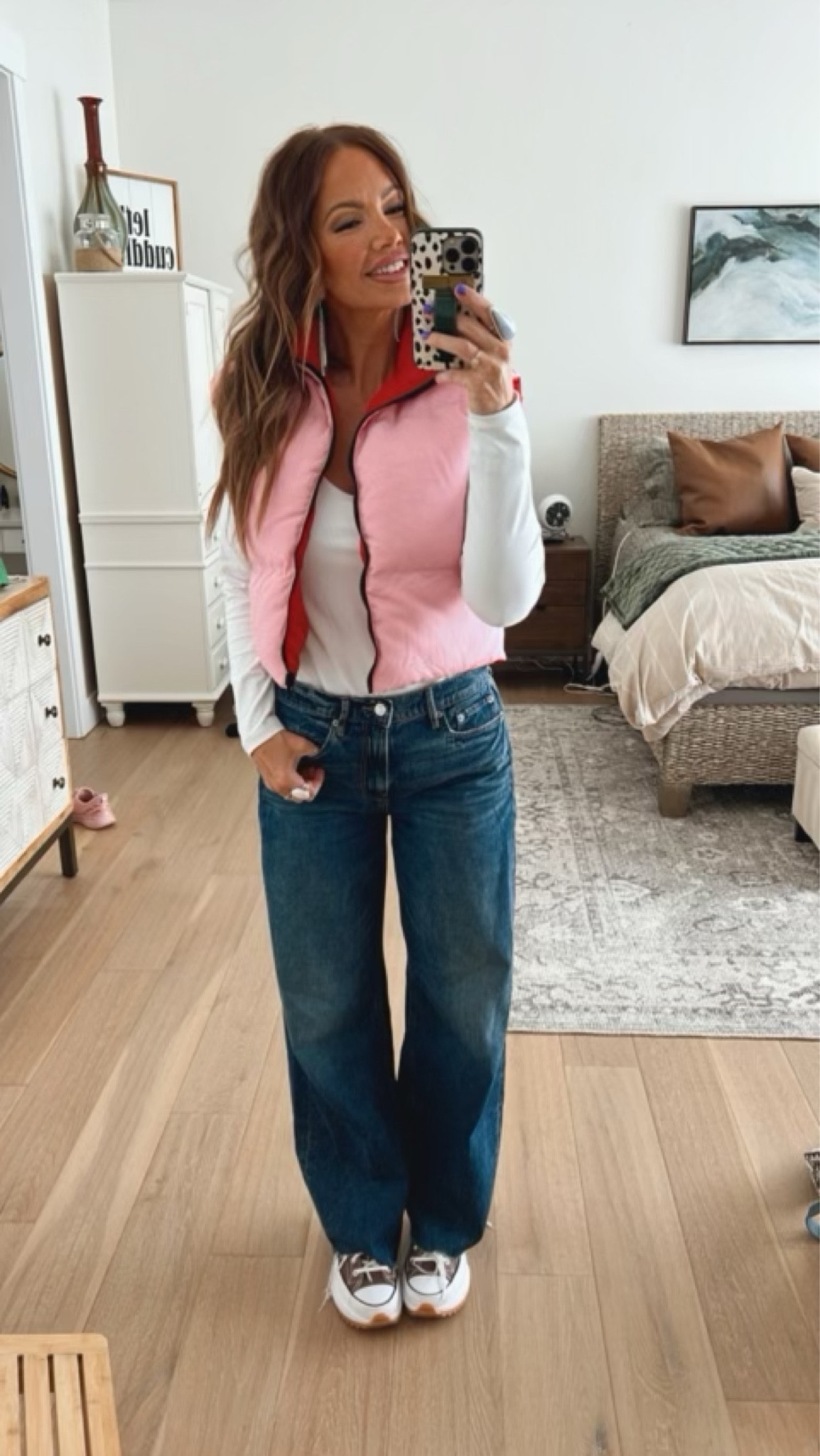 My OOTD! These American Eagle wide-leg baggy jeans are my favs! Puffer vest from Kesley Jade - dupes linked! White long-sleeve body suit from Abercrombie, fits TTS (I sized up from a medium to a large for the looser fit). Wearing my favorite Converse Run Star Hike Platform shoes, run TTS. Rings and jewelry from Goldie Lew of course! ❤️

#LTKstyletip #LTKshoecrush #LTKFind