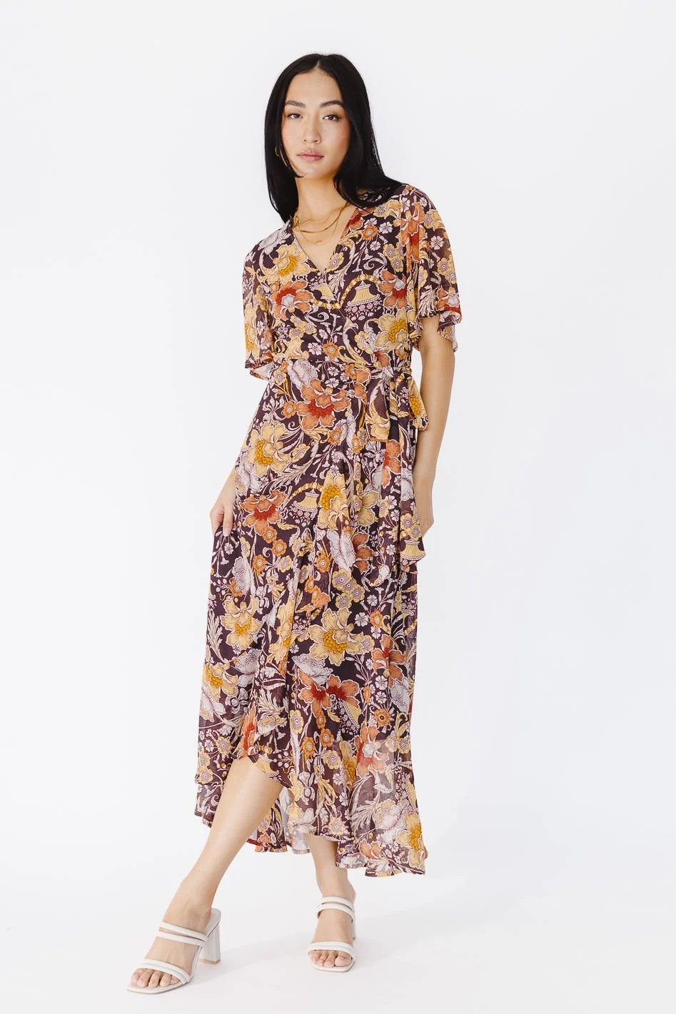 Bohme Melia Wrap Midi Dress in Charcoal for Women-XS - Walmart.com | Walmart (US)