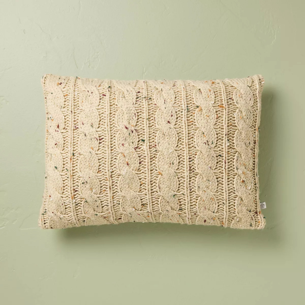 14"x20" Confetti Fleck Cable Knit Lumbar Throw Pillow Tan - Hearth & Hand™ with Magnolia: Farmh... | Target
