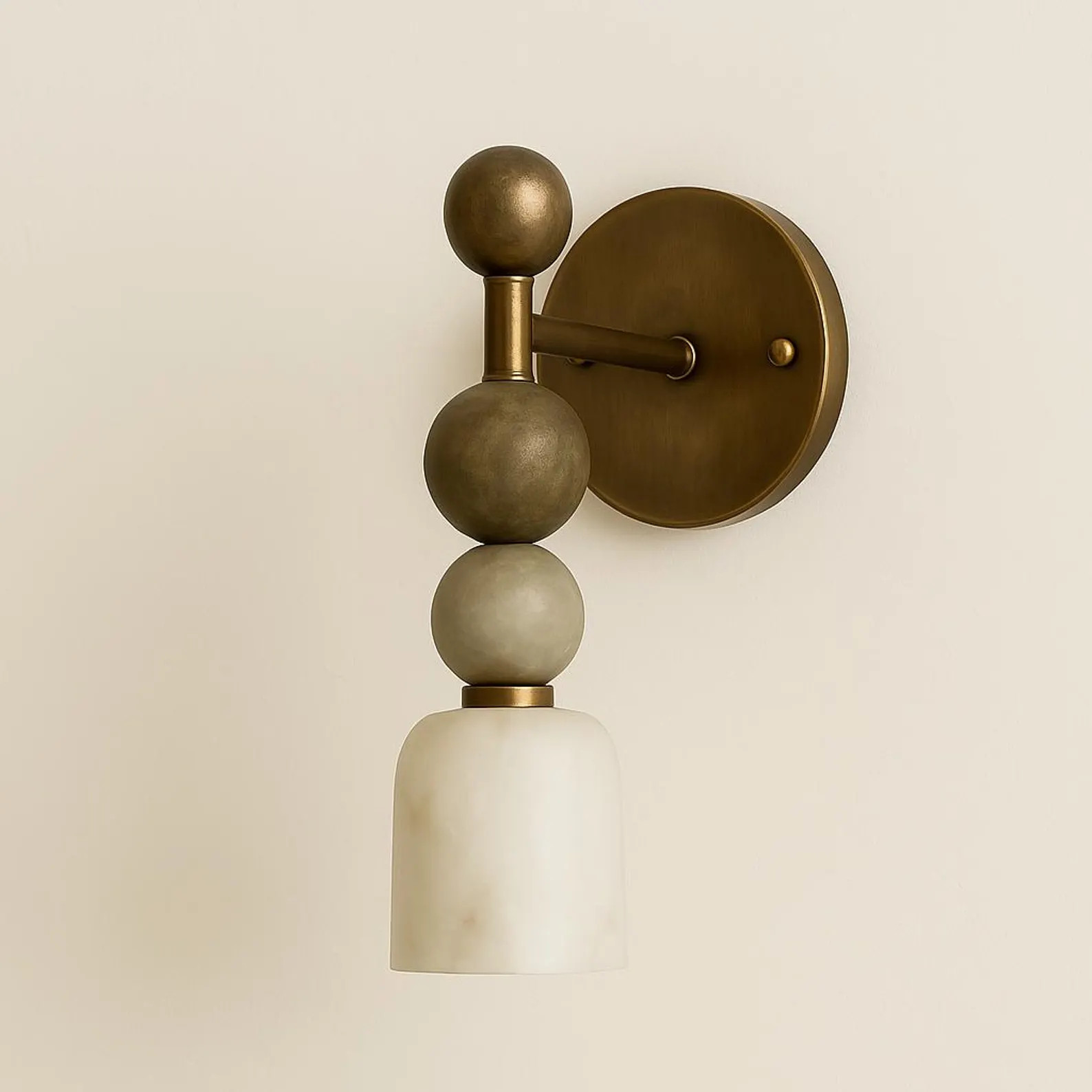 Alabaster Wall Sconce With Marble Sphere and Brass, Mid Century Modern Light; Sakhawy Sconce | Etsy (Global)