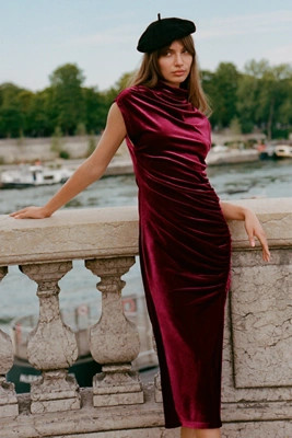 The Maya Stretch Velvet Cowl-Neck Dress | Anthropologie (US)