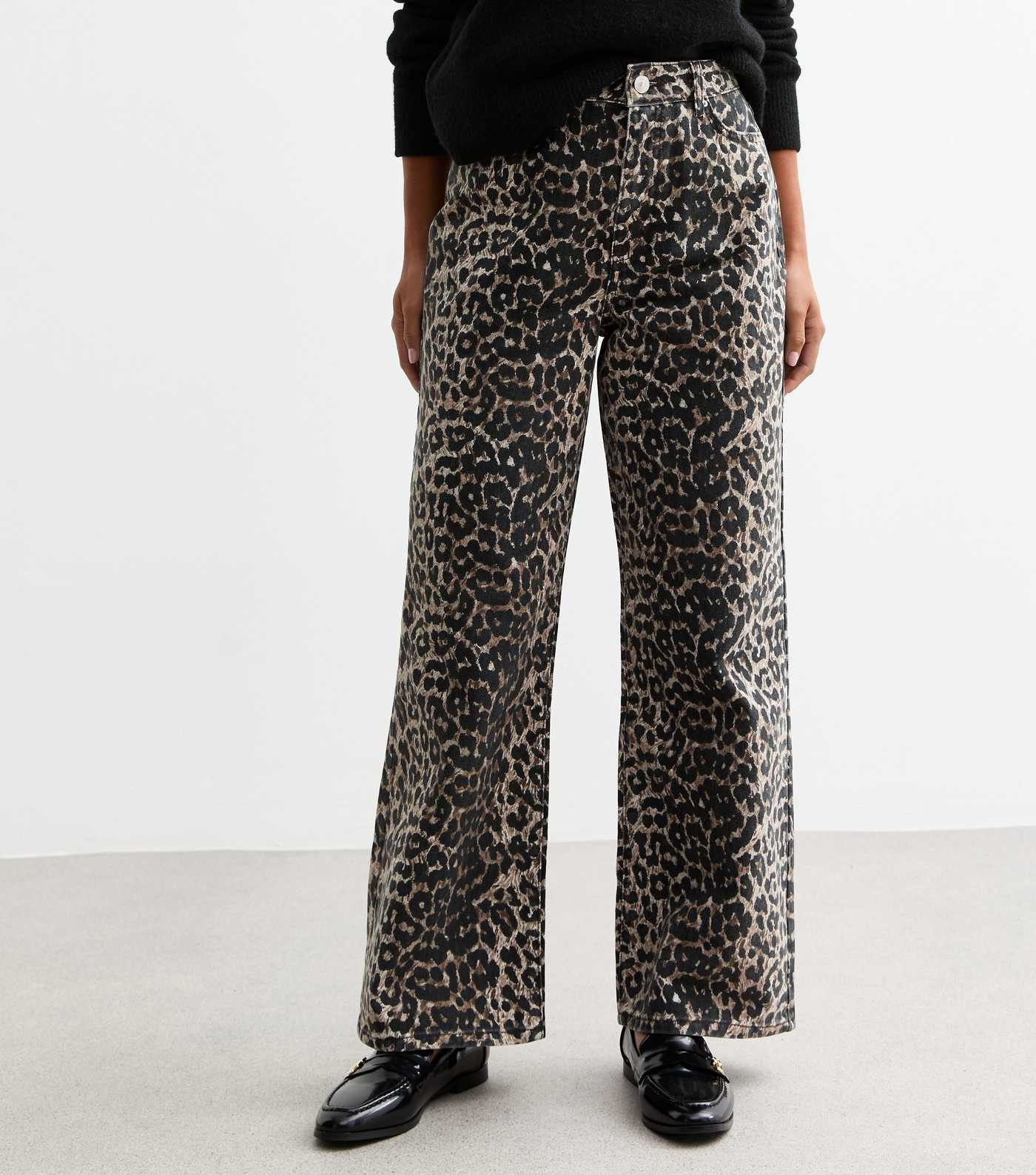 Petite Brown Leopard Wide Leg Jeans 
						
						Add to Saved Items
						Remove from Saved Item... | New Look (UK)