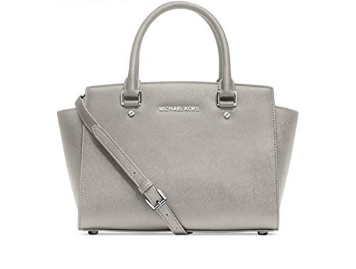 MICHAEL Michael Kors Selma Medium Satchel (Pearl Grey/Silver) | Bonanza (Global)