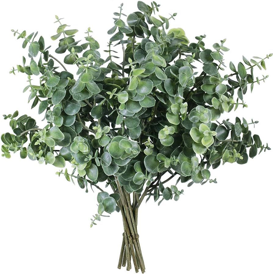 Winlyn 10 Pcs Artificial Grey Green Eucalyptus Leaves Stems 13.6" Tall Bulk Wedding Bouquet Green... | Amazon (US)