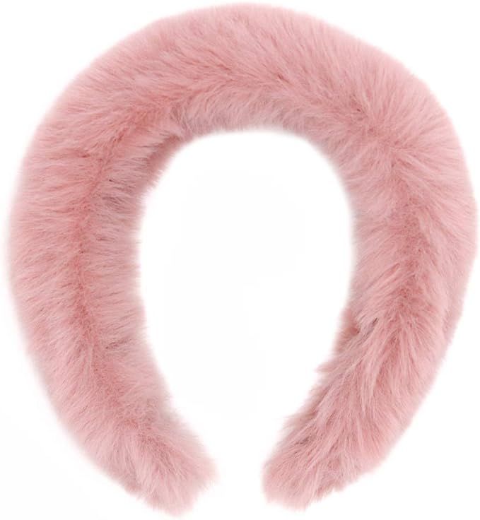 surell Faux Rex Hairband - Fluffy Fashion Accessory - Soft Luxury Headwear - Fake Rabbit Fur Fuzz... | Amazon (US)