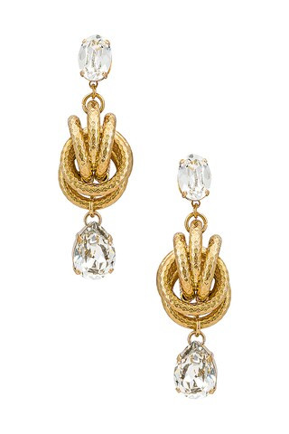 Oval Disc Chandelier Earrings in Crystal, Gun Metal & Gold | Revolve Clothing (Global)