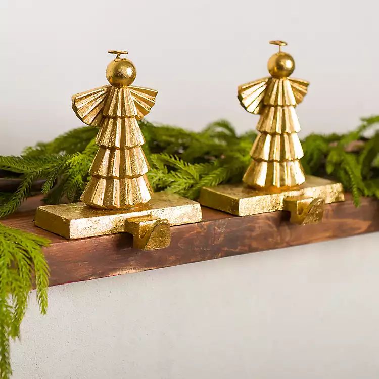 Gold Angel Stocking Holders, Set of 2 | Kirkland's Home