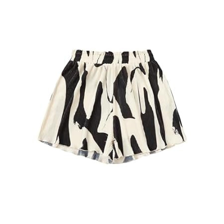 Verdusa Women's Elastic Waist Lettuce Trim Printed Wide Leg Loose Shorts | Amazon (US)