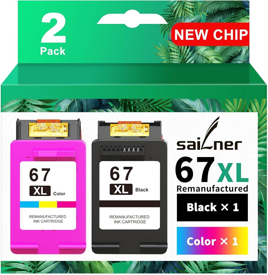 SAILNER 67XL HP Printer Ink, Replacement for HP Ink 67 for HP 67 Ink cartridges Black/Color Combo... | Amazon (US)