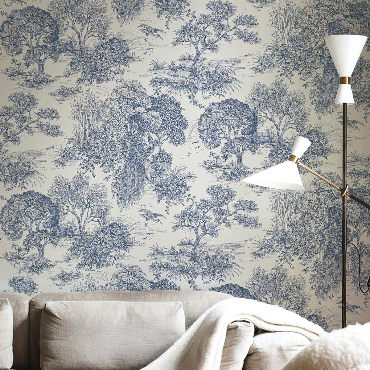 Toile Wallpaper Roll French Style | Wayfair North America