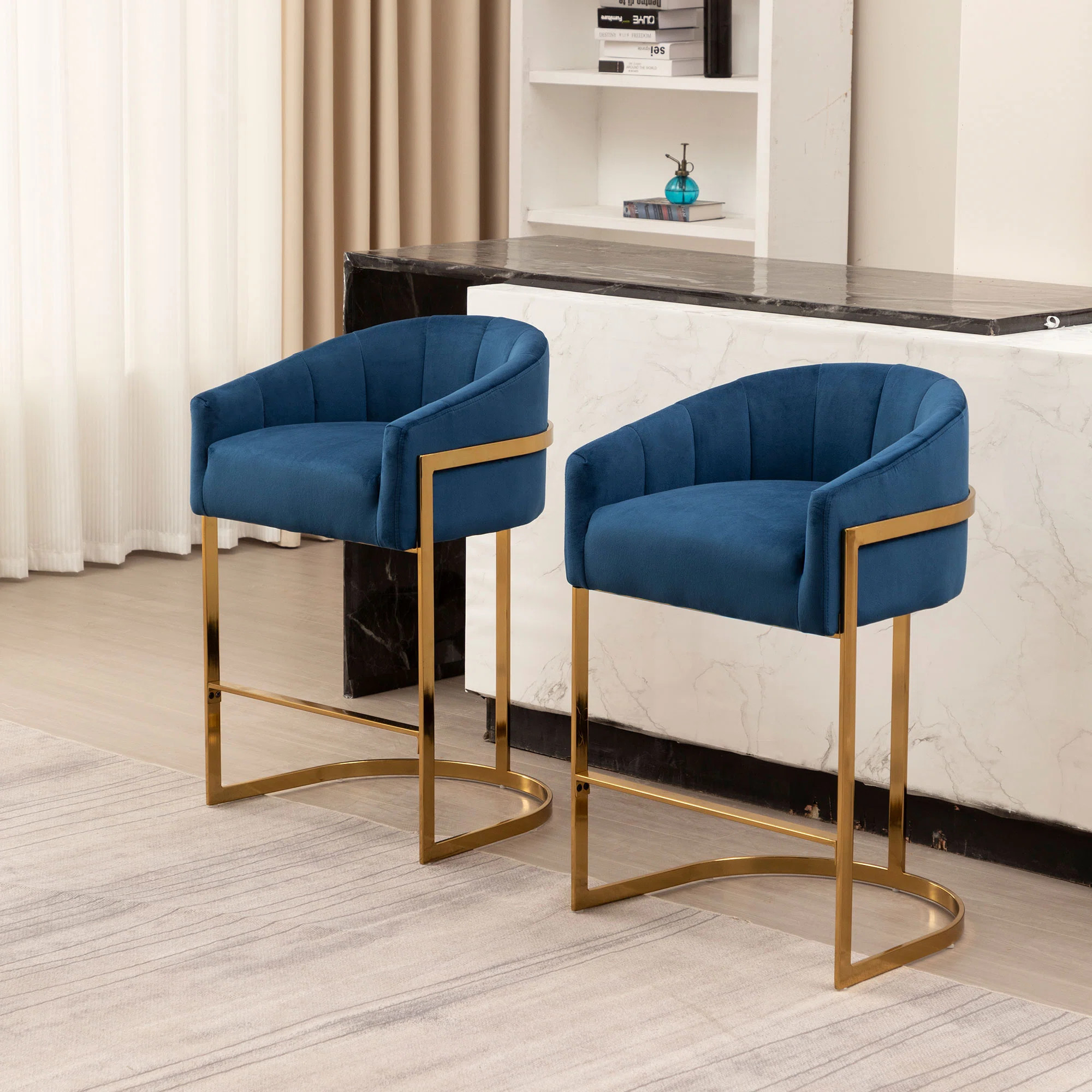 Johnnice 27" Metal Tufted Bar Stool (Set of 2) | Wayfair North America