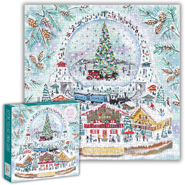 Michael Storrings Alpine Village Snow Globe 500 Piece Foil Puzzle | Fat Brain Toys