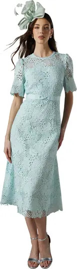 Lace Bow Belt Midi Dress | Nordstrom