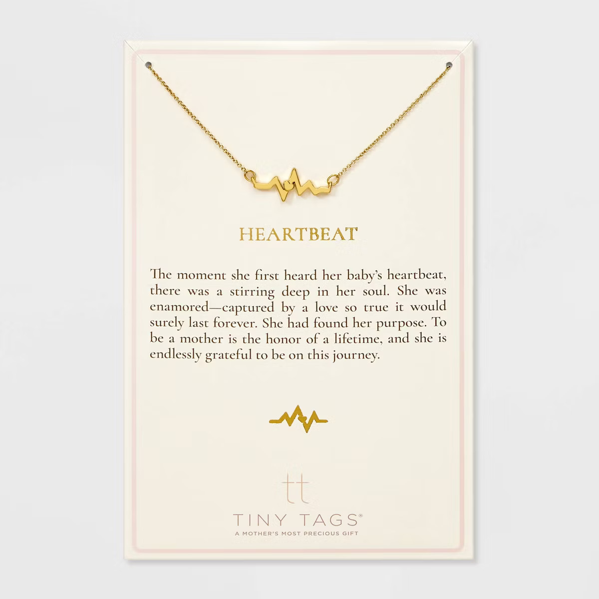 Tiny Tags 14K Gold Ion Plated Heartbeat Chain Necklace - Gold | Target